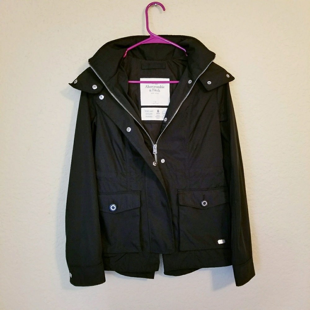 Abercrombie & Fitch Rain Jacket Hooded Zip Parka